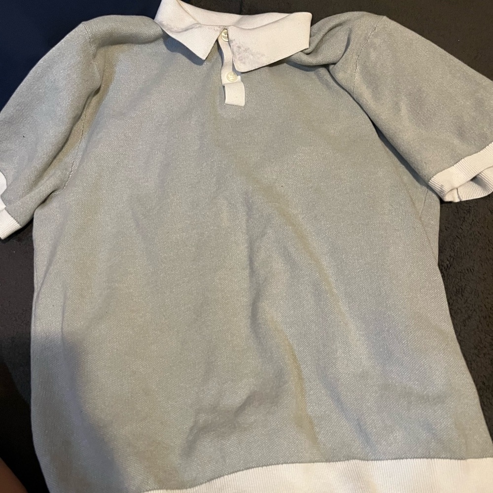 Light Gray Polo Shirt with White Accents